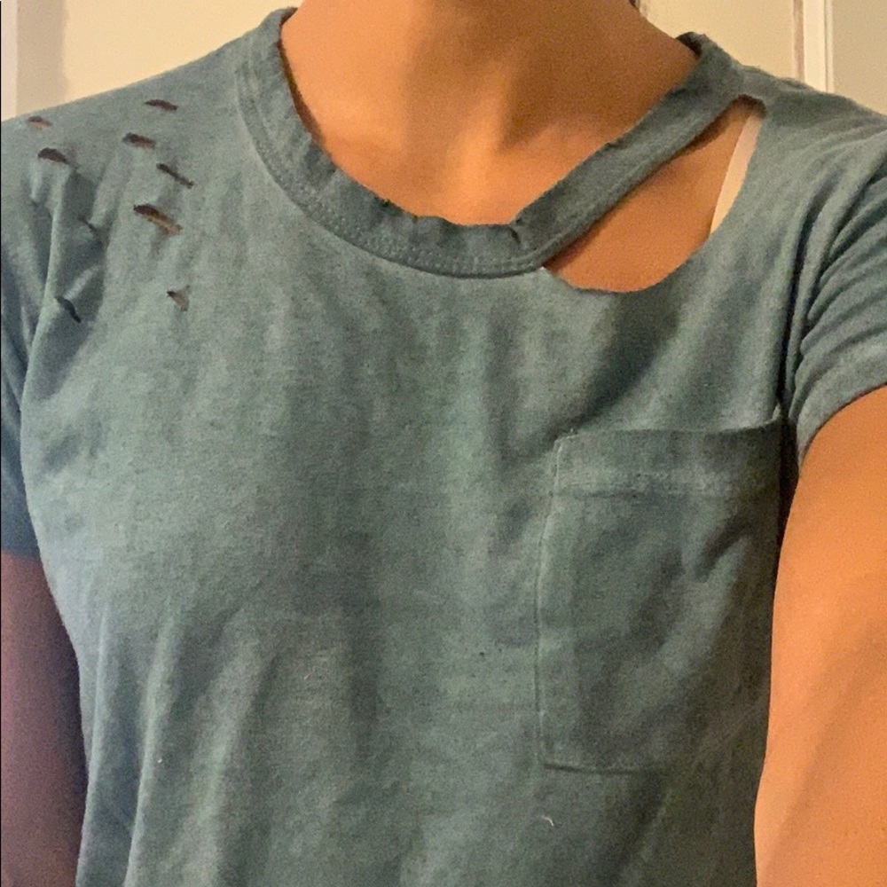 Blue distressed tee